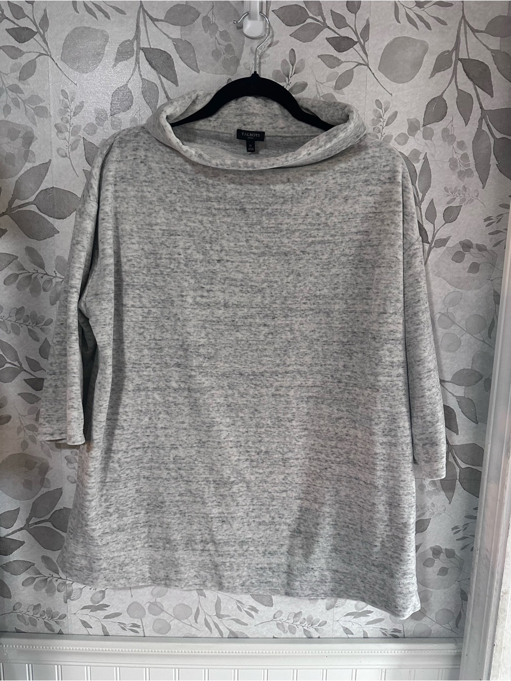 Talbots Light Heather Gray Cowl Neck Pullover Sweater